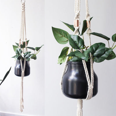 Macrame Plant Hanger, Handmade Cotton Rope with Copper
