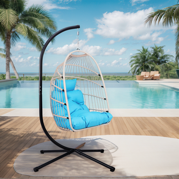 Wicker Hanging Egg Chair with Stand