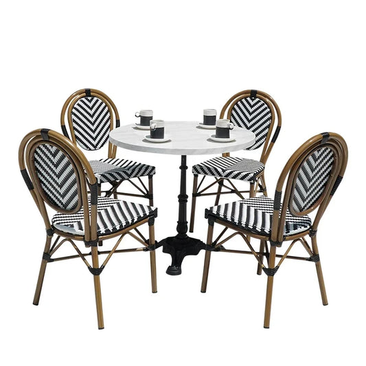 Outdoor Furniture Set PVC Rattan Chair Outdoor Chairs Suitable for Courtyard Garden Waterproof Metal Table and Chairs