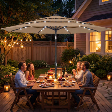 Solar LED Patio Umbrella — 9.7 ft