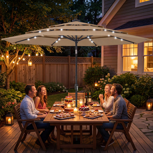 Solar LED Patio Umbrella — 9.7 ft