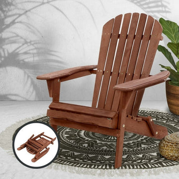 Adirondack Folding Outdoor Chair, Wooden Hemlock Beach & Patio Chair