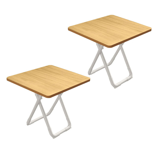 SOGA 2X 80cm Wood Color Board Square Table with White Legs Modern and Stylish Design for Home Decor-0