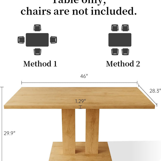 Contemporary Oak Rectangular Dining Table 46 Inches-1