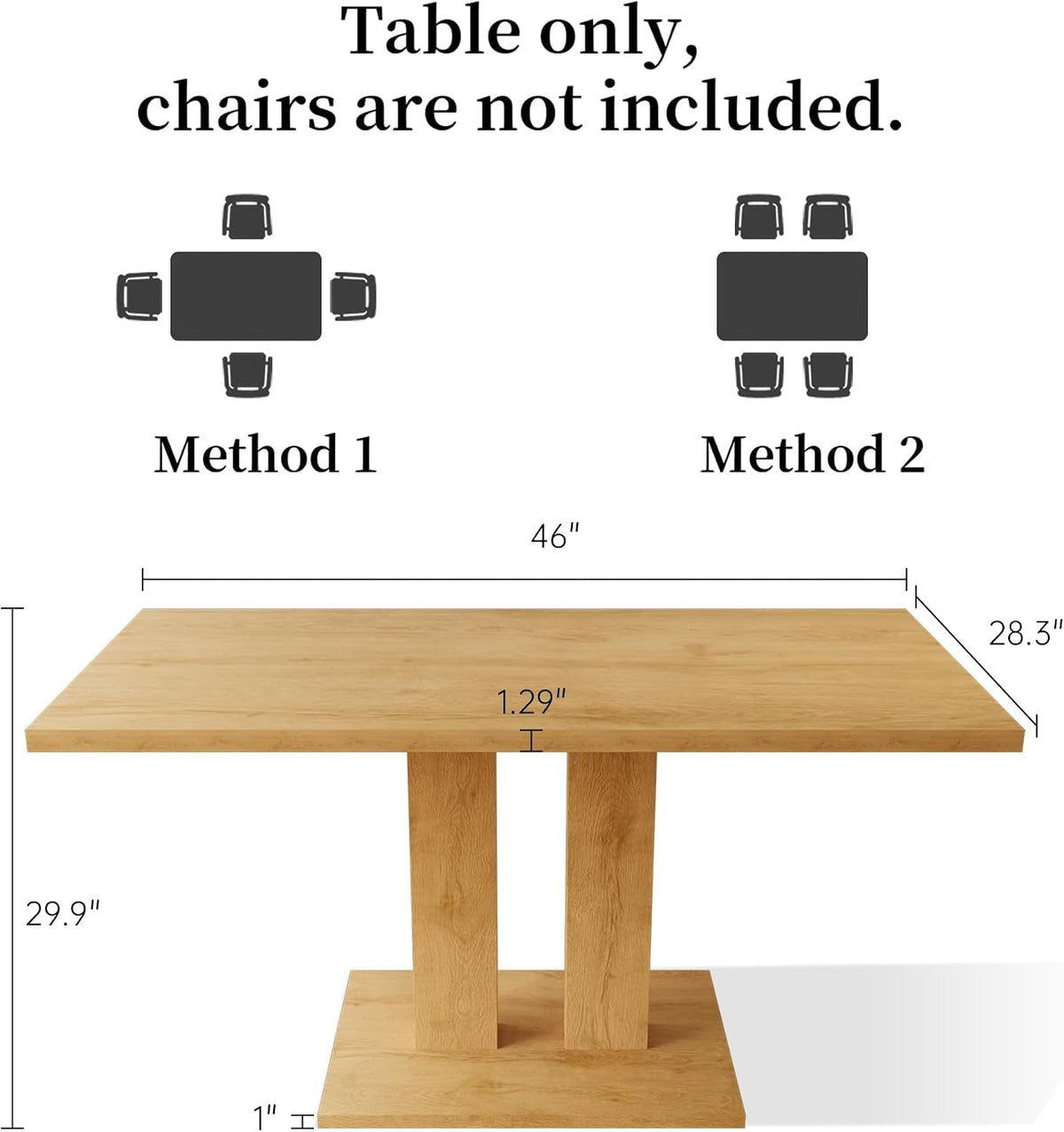 Contemporary Oak Rectangular Dining Table 46 Inches-1