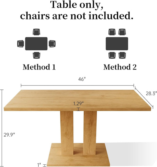 Contemporary Oak Rectangular Dining Table 46 Inches-1