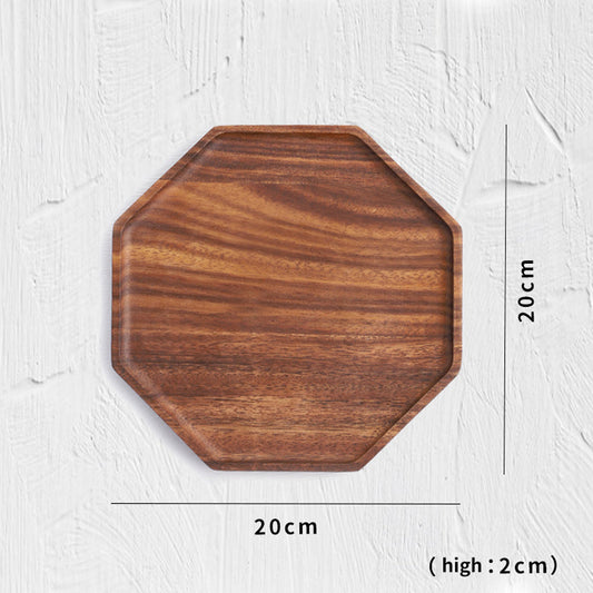 NNEAGS 20cm Octagon Wooden Acacia Food Serving Tray Charcuterie Board Centerpiece  Home Decor-1