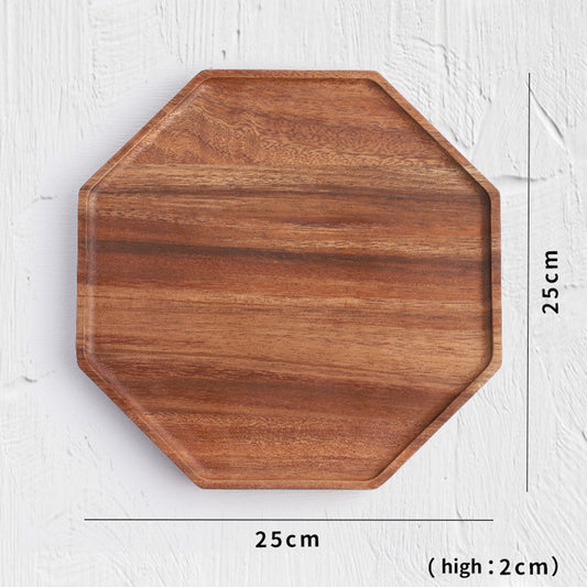 NNEAGS 25cm Octagon Wooden Acacia Food Serving Tray Charcuterie Board Centerpiece  Home Decor-1