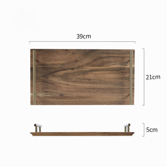 NNEAGS 39cm Brown  Rectangle Wooden Acacia Food Serving Tray Charcuterie Board Home Decor-1