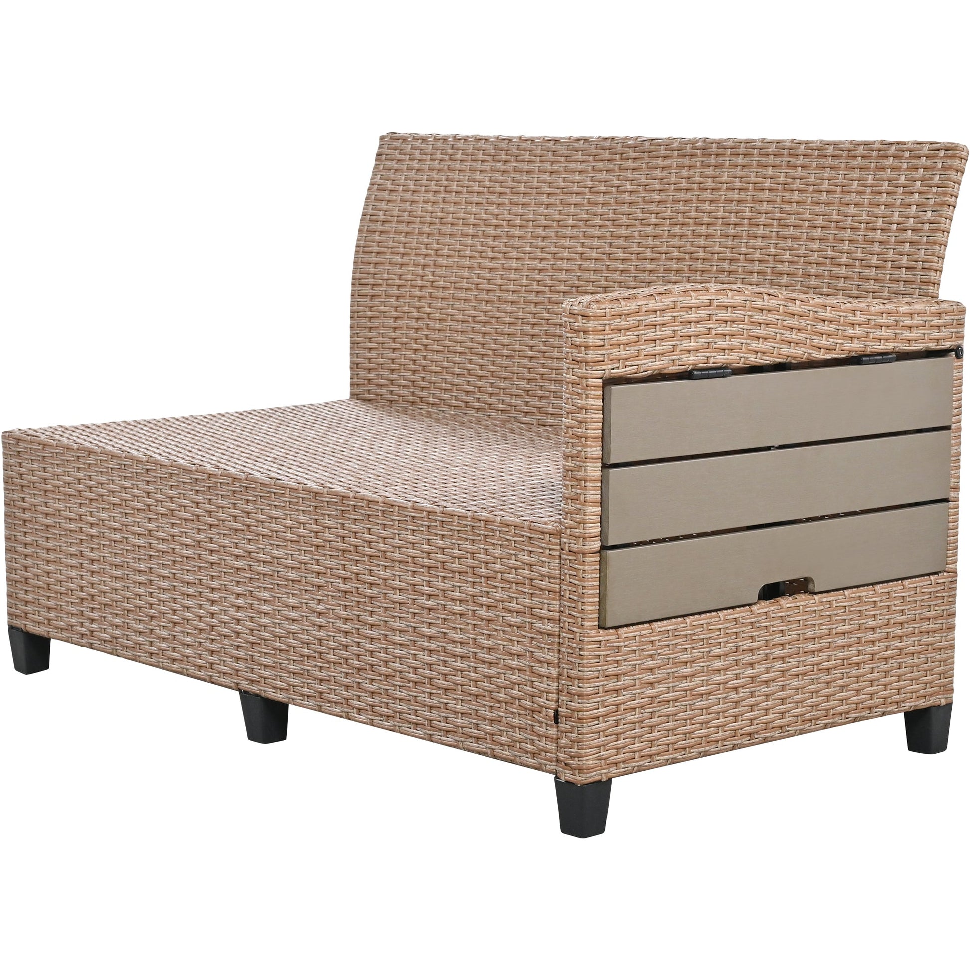 Rattan L-Shaped Patio Sectional — 5-piece outdoor wicker sectional sofa set with cushions