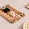 NNEAGS 36cm Brown Rectangle Wooden Acacia Food Serving Tray Charcuterie Board Centerpiece  Home Decor