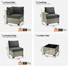 6-Piece Rattan Wicker Outdoor Sectional Sofa Set with Coffee Table