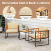 Three-Piece Acacia Wood Patio Chair Set with Cushioned Seats, Beige