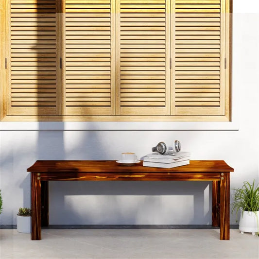 Two-Seat Carbonized Pine Garden Bench
