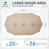 15 ft Beige Patio Umbrella with Weather-Resistant Base Stand