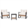 3-Piece Rocking Wicker Patio Conversation Set with 2-Tier Table
