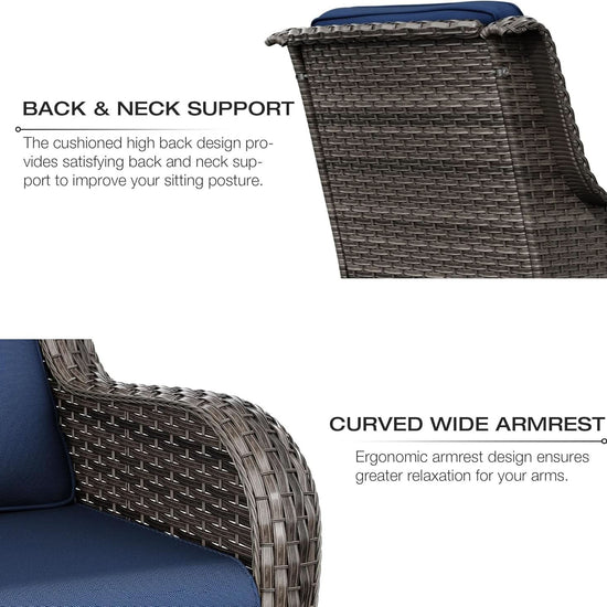 5-Piece Wicker Patio Furniture Set with Cushions-3