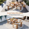 5-Piece Round Acacia Wood Outdoor Dining Set with 4 Armchairs