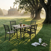 5-Piece Square Patio Dining Set with 37.8-Inch Wood-Grain Table and 4