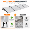 Transparent PC Door Awning Canopy, 120 × 40 in.