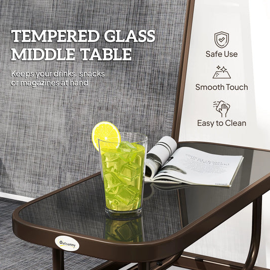 Two-Person Outdoor Glider Bench with Center Table