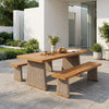 3-Piece Acacia Wood Outdoor Dining Set with Handwoven Rattan Legs