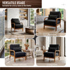 Solid Wood Lounge Chair with Nubby Dark Gray Upholstery