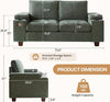 Green Chenille Loveseat with Cupholders and Storage Armrests