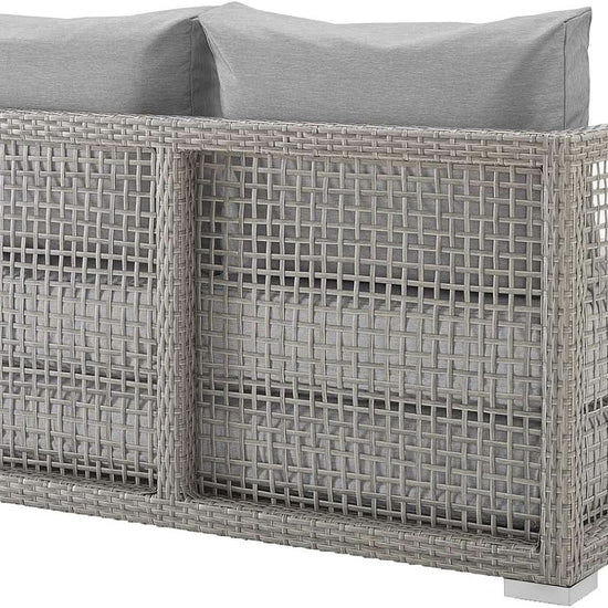 Modern Gray Wicker Rattan Loveseat for Outdoor Spaces-4