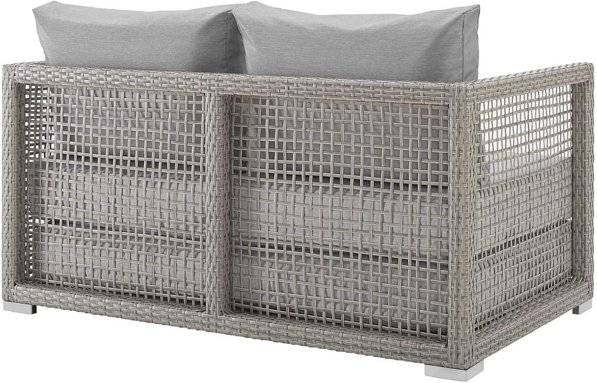Modern Gray Wicker Rattan Loveseat for Outdoor Spaces-4