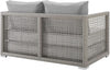 Modern Gray Wicker Rattan Loveseat for Outdoor Spaces