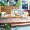 Outdoor Acacia Wood 4-Piece Chat Set Teak Finish Cushions