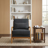 Solid Wood Lounge Chair with Nubby Dark Gray Upholstery