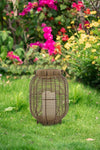 Rattan Decorative Lantern with LED Candle, 8.7 × 11.8 in