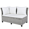 Rattan L-Shaped Patio Sectional — 5-piece outdoor wicker sectional sofa set with cushions