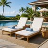 Solid Acacia & Wicker Sun Chaise Lounger, Set of 2