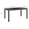 59" Aluminium Outdoor Dining Table for 6, Glass Top, Grey