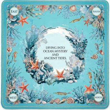 Ocean Mermaid Mahjong Mat — Blue, Non-Slip