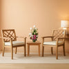 3-Piece Acacia Wood Patio Conversation Set with Cushioned Chairs & Coffee Table