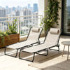 Cream White Folding Chaise Lounge Chairs, Set of 2