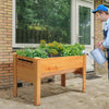 Fir Wood Raised Garden Planter with Tool Hooks, 48" Wide
