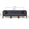 3-Piece Acacia Wood Outdoor Sectional Sofa Set, Water-Resistant