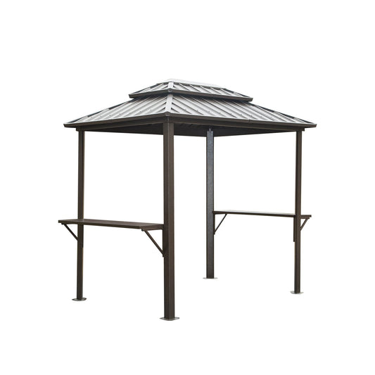 8' x 6' Aluminum Hard-Top Grill Gazebo with Serving Shelves