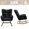 Teddy Fabric Wingback Glider Rocker with Side Pocket, Dark Navy