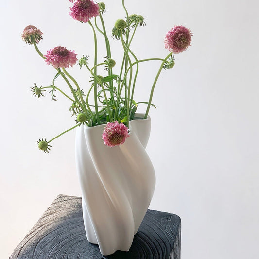 White Twist Ceramic Vase