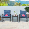 Blue 3-Piece Patio Bistro Set with Rocking Chairs