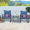 Blue 3-Piece Patio Bistro Set with Rocking Chairs