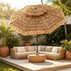 10 Ft Double-Tier Thatched Tiki Patio Umbrella with Push-Button Tilt