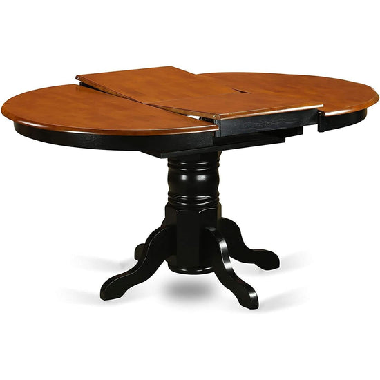Wooden Oval Kitchen Table Black Finish With Cherry Top-2