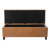 Tufted Storage Ottoman Bench, Brown PU with Wood Legs